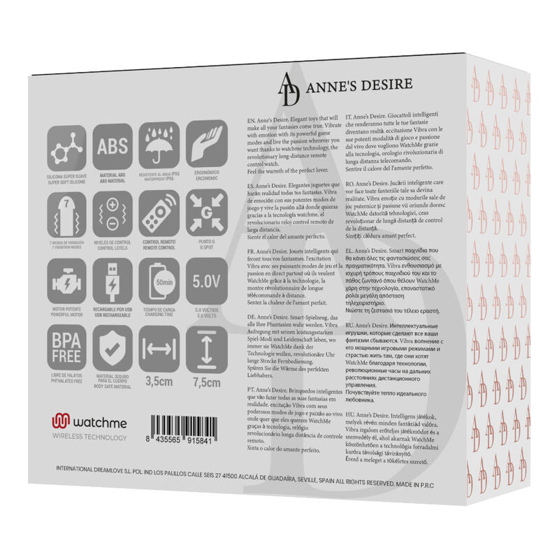 Image of ANNE'S DESIRE - HUEVO CONTROL REMOTO TECNOLOGÍA WATCHME NEGRO/GOLD - annesdesire